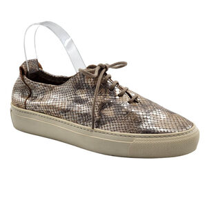 ARCHE Tbizar $395 Snake Embossed Leather Lace Up Fashion Sneakers Tan Size 39 9